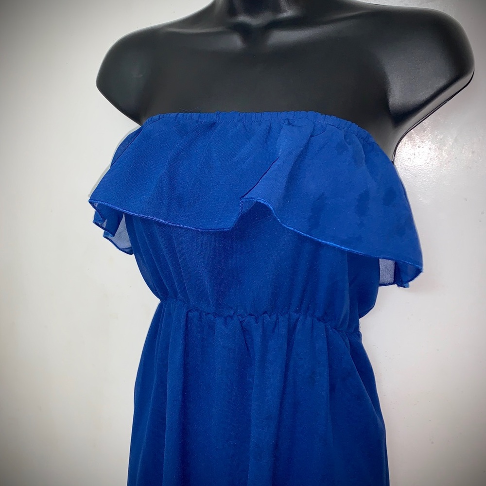 Blue Ruffle Maxi Dress - Picture 2 of 4